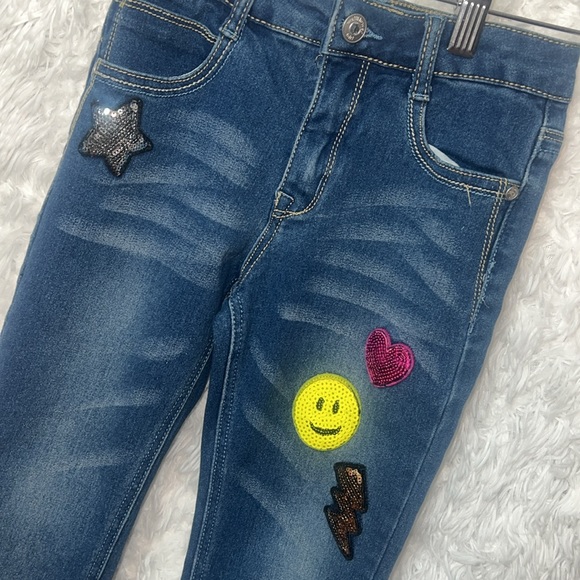 Girl Embroidered Patched Jeans Size 8 - Picture 2 of 7